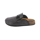 Crystal embellished leather mules