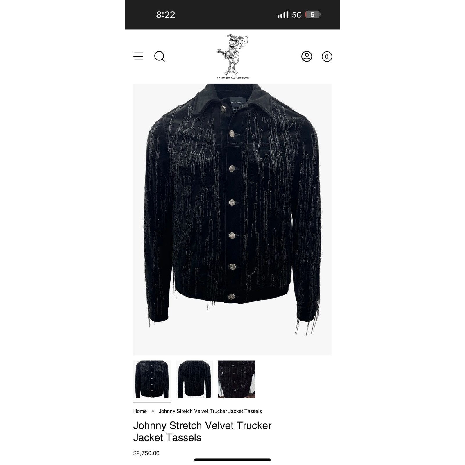 Johnny stretch velvet tassel trucker