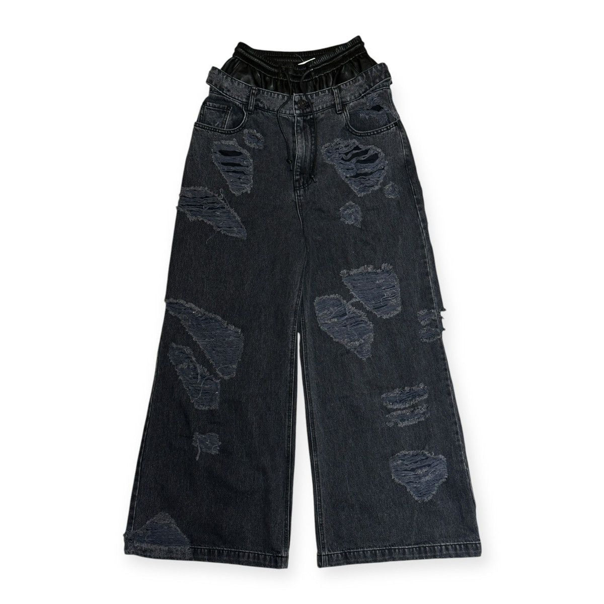 Double waist distressed baggy pant