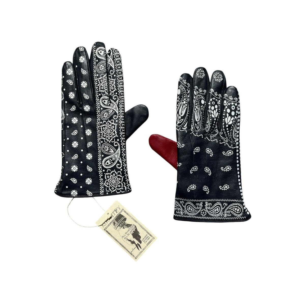 Lamb skin Leather paisley gloves