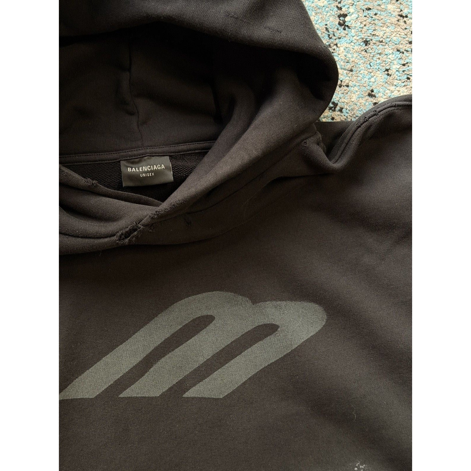 3B logo distressed hoodie