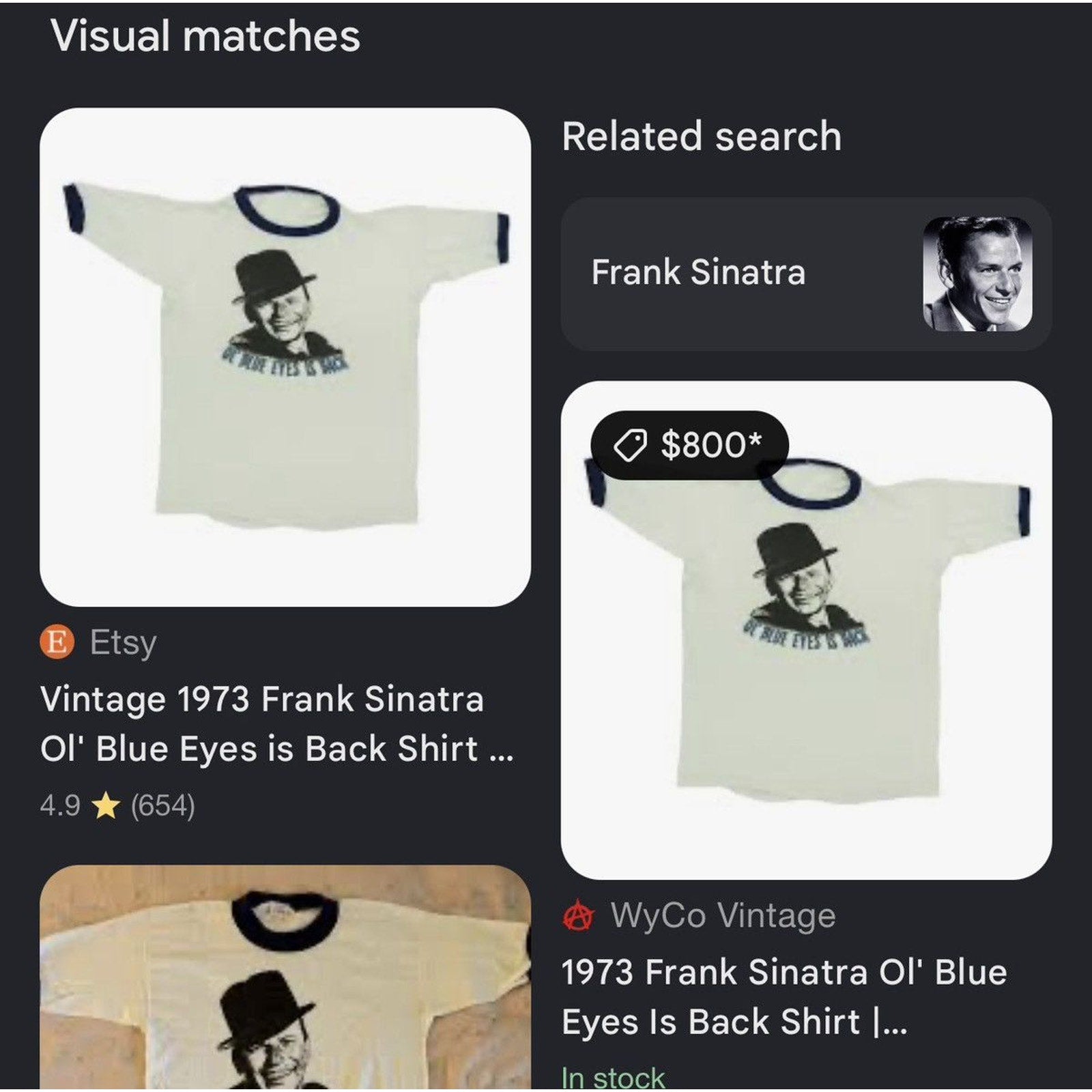 1973 frank sinatra ol blue eyes tee