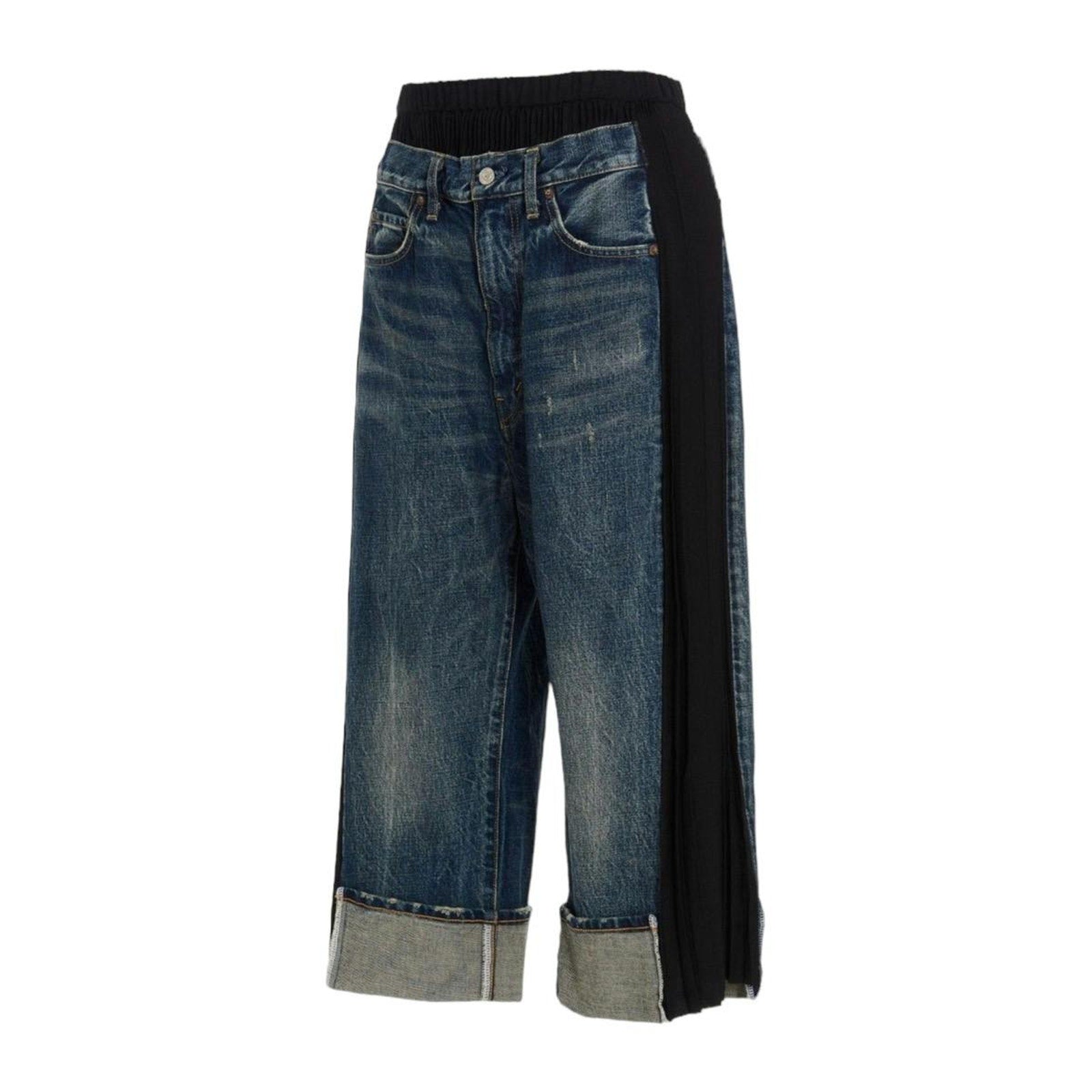 Pleated deconstructed adjustable Denim pants