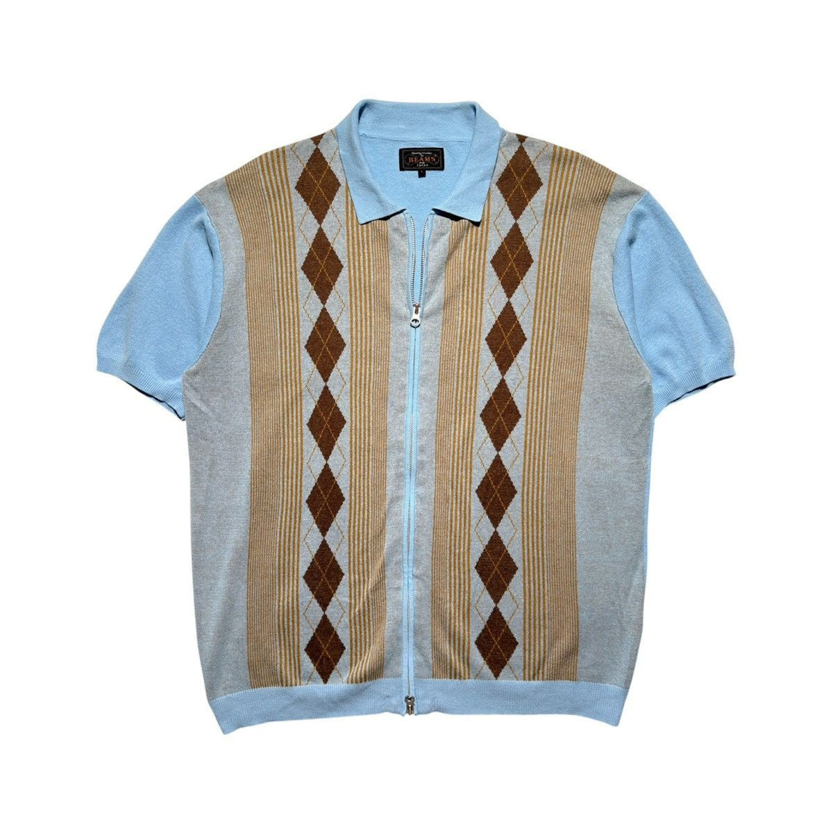 Zip front argyle polo