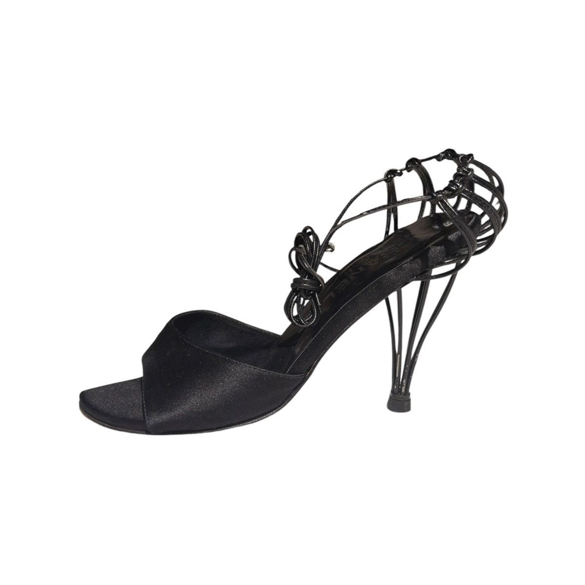 Birdcage wire strappy heels