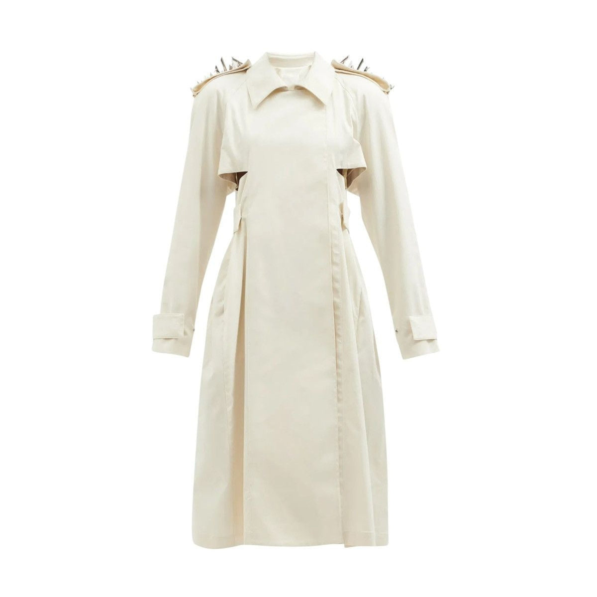 Spike studded anatomical cut out trench coat