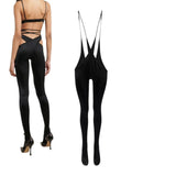 Cut out lace up tights