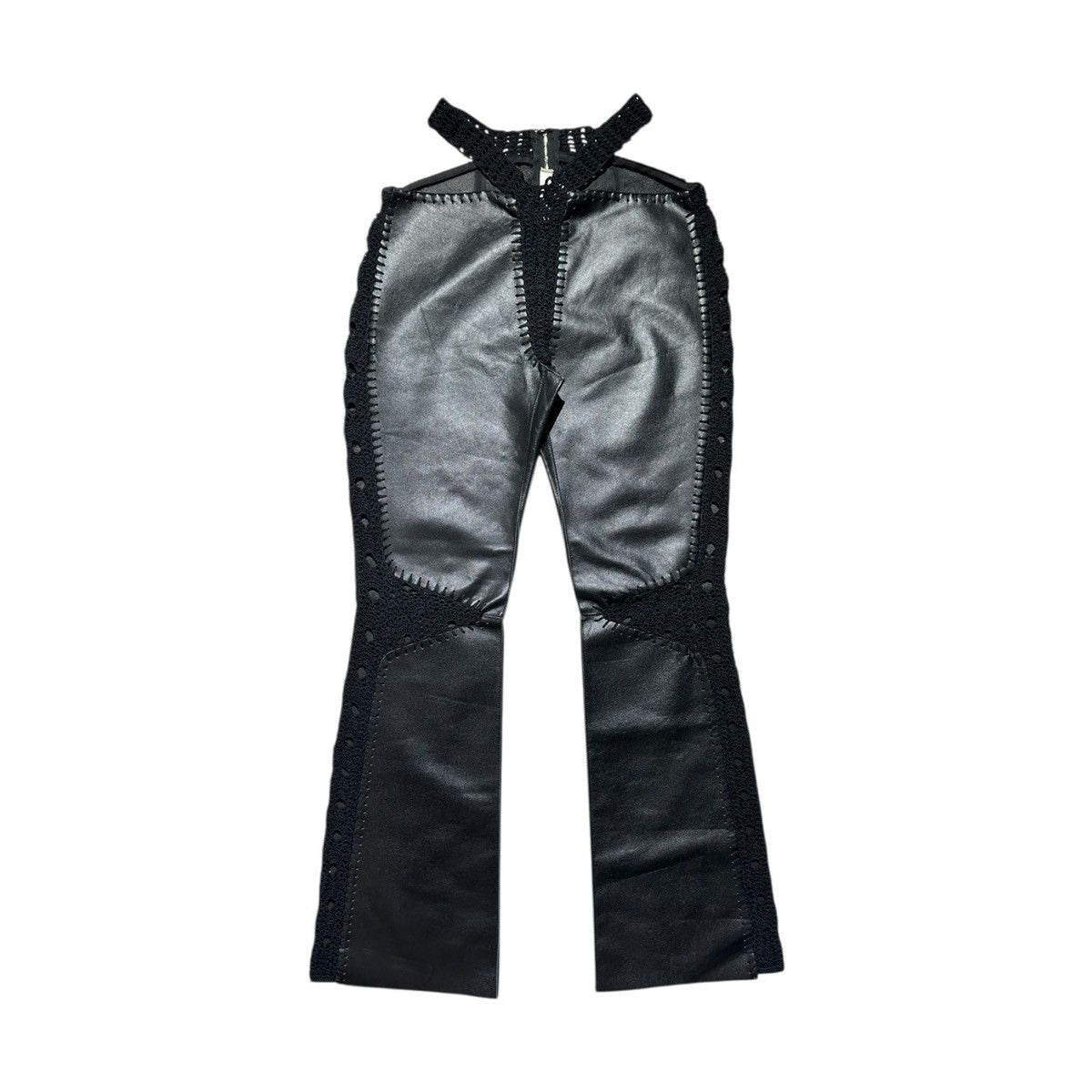 Leather crochet cut out pant