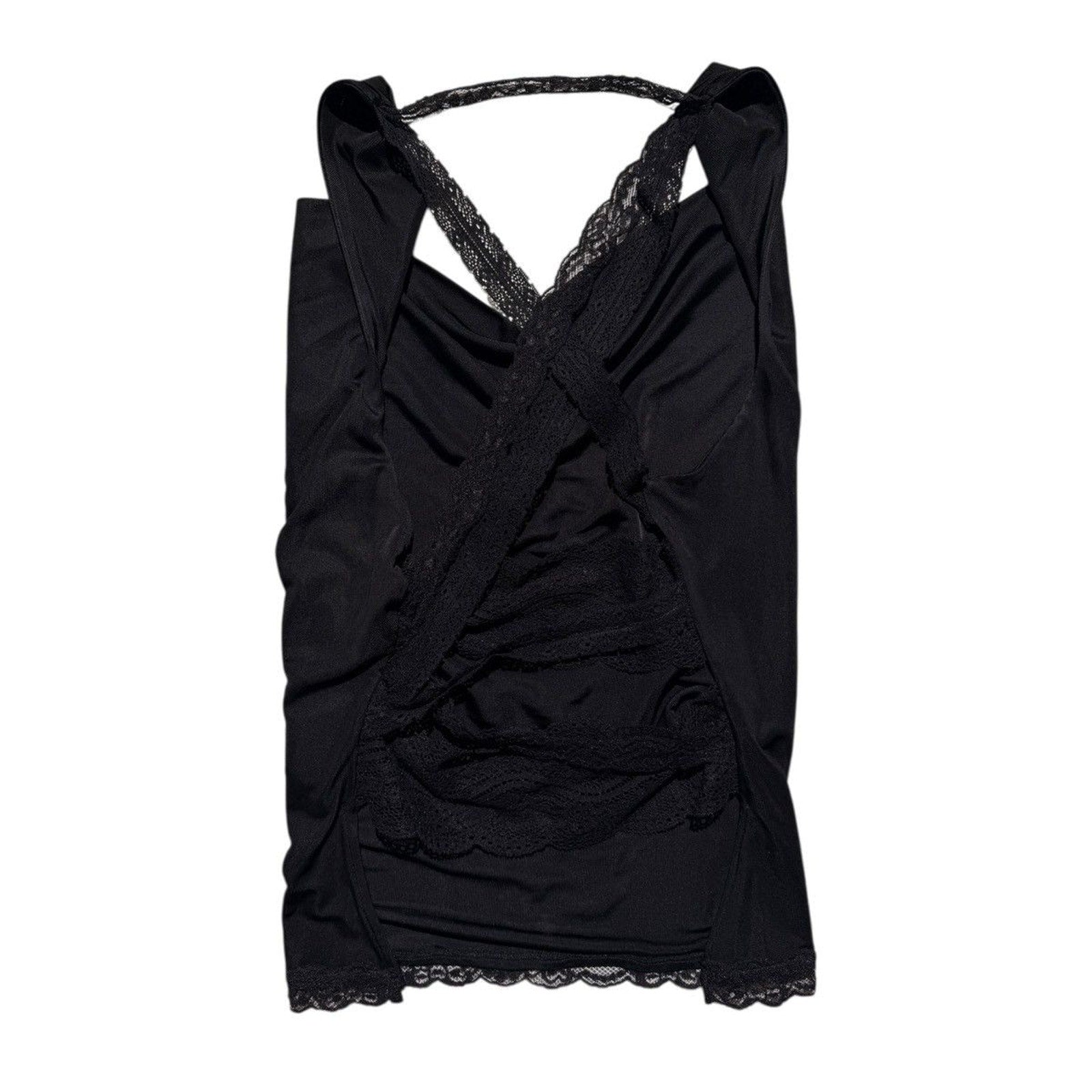 Plunge neck back lace cut out top