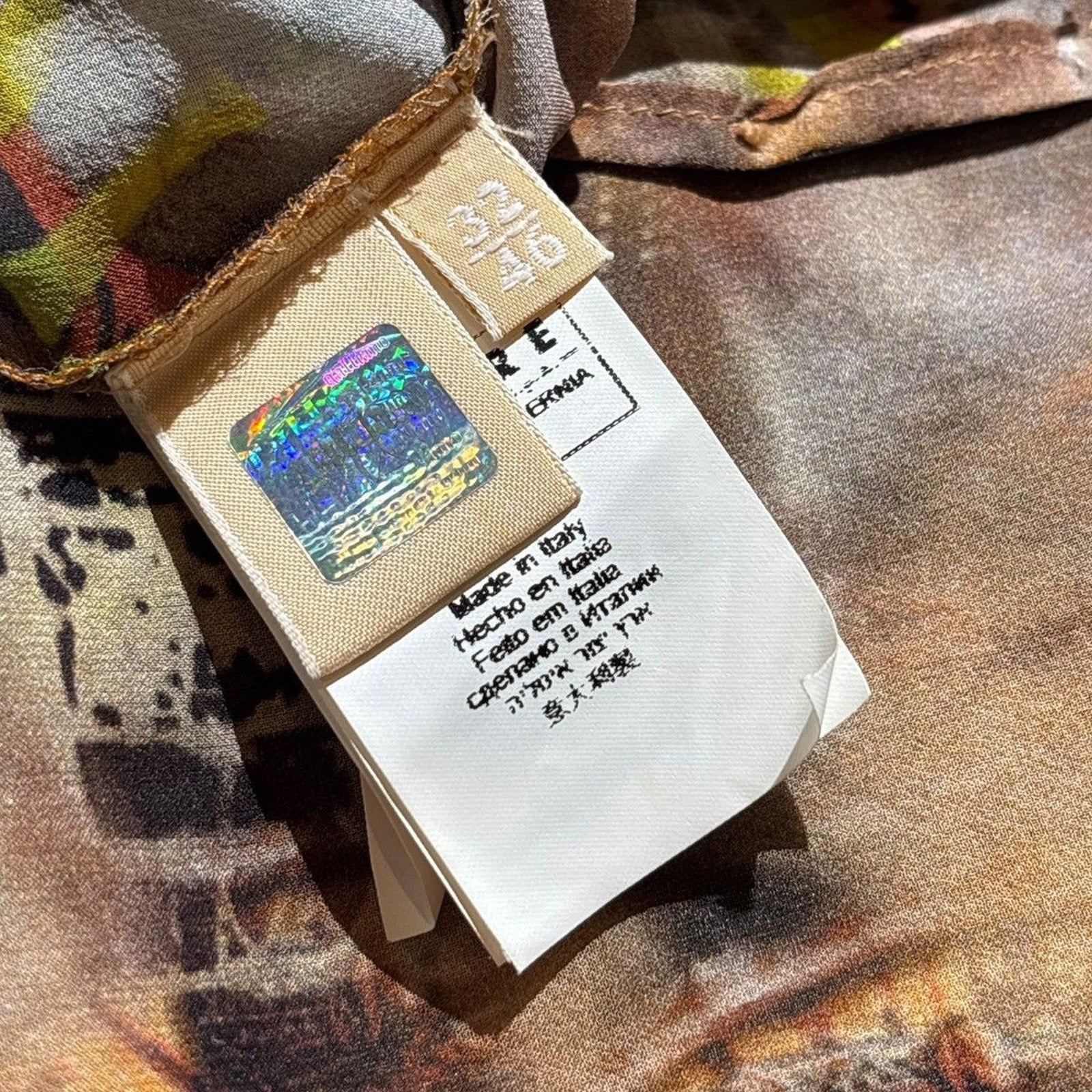 Graphic silk runway button down