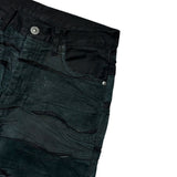 Genuine suede leather paneled denim