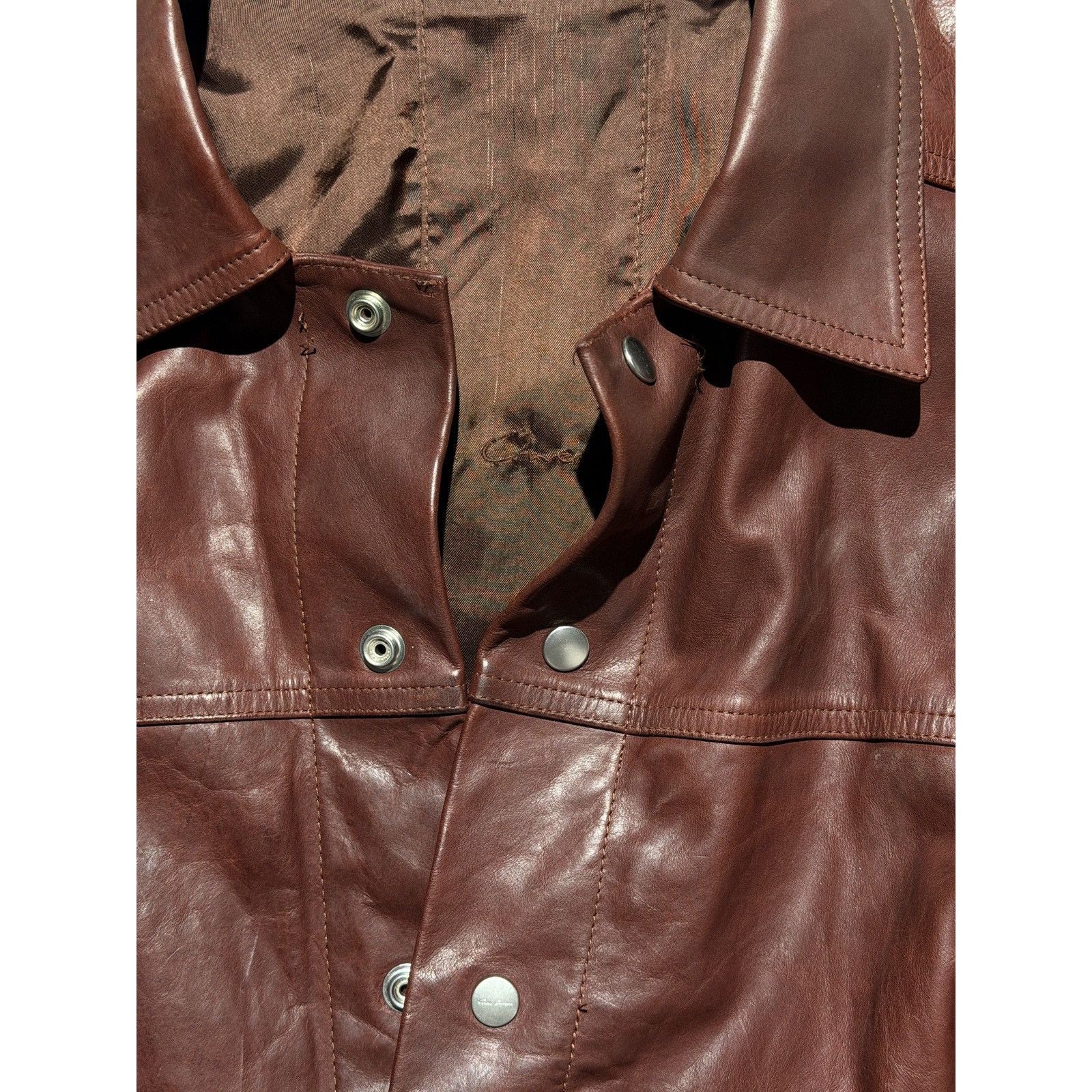 Macassar snap button Leather Jacket