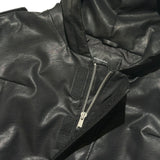 Leather look hooded bomber