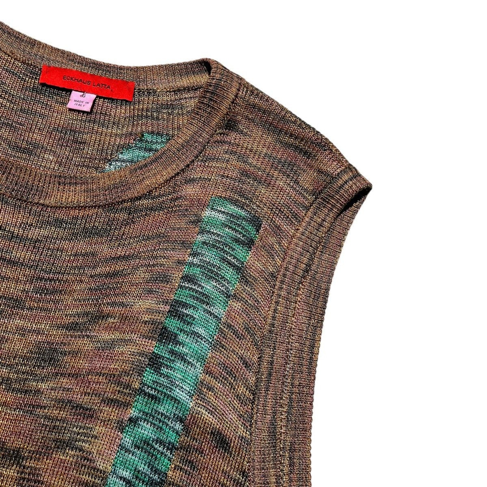 Brown glitch woven tank top