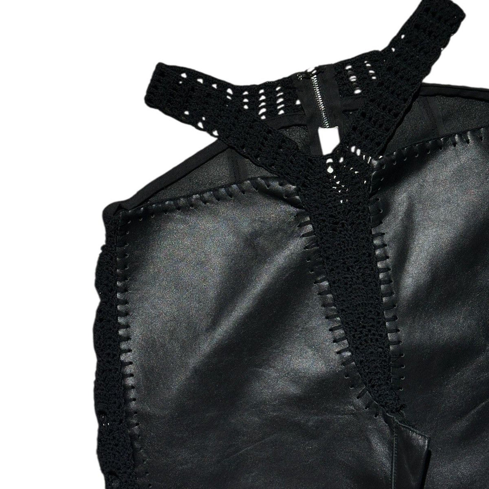 Leather crochet cut out pant
