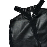 Leather crochet cut out pant