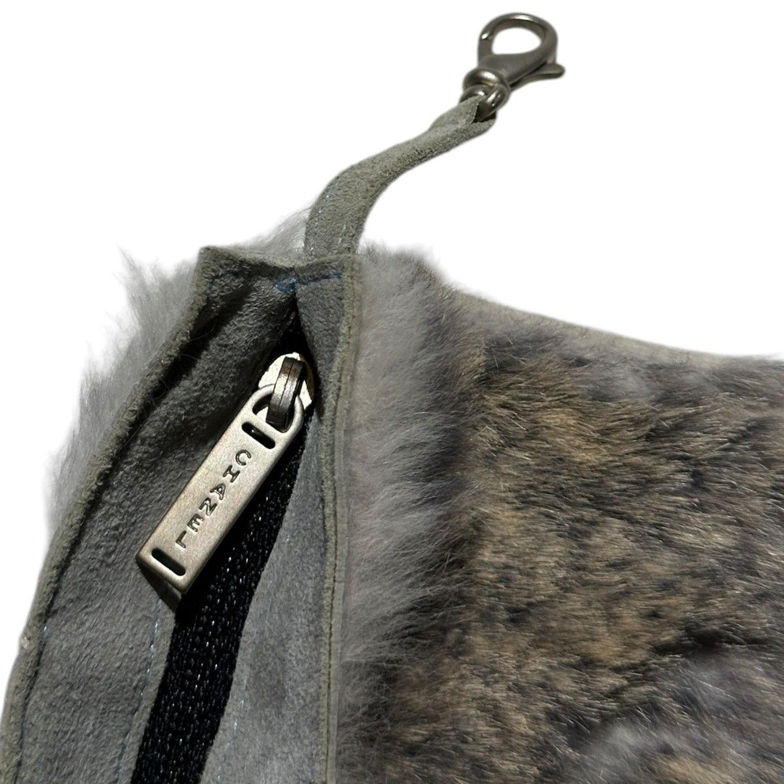 Rabbit fur zippered pouch