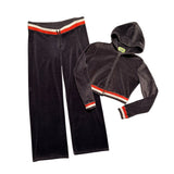 velour cropped jacket and pant set