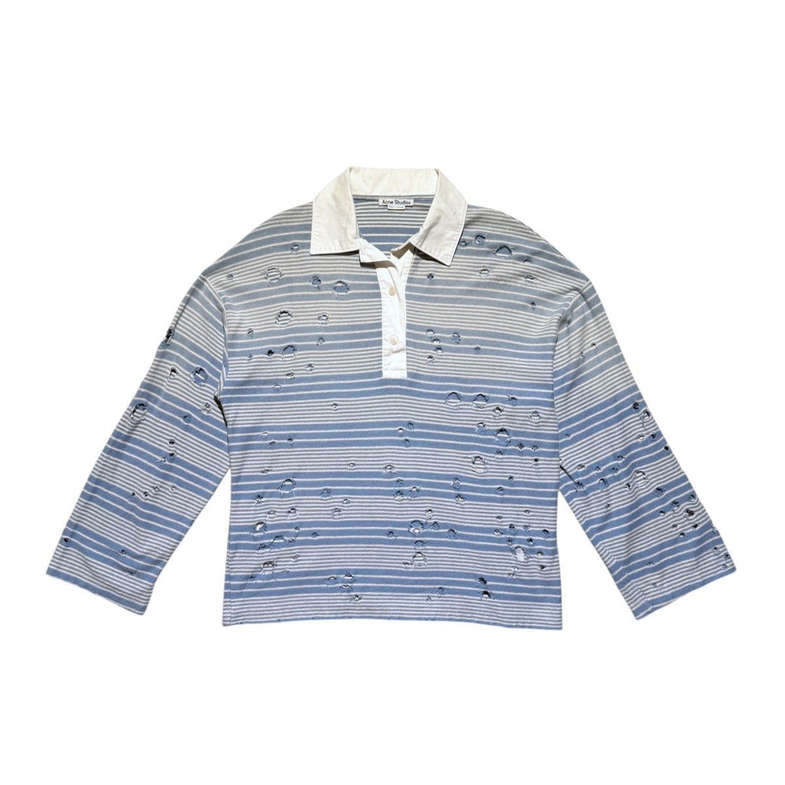 Distressed striped polo shirt