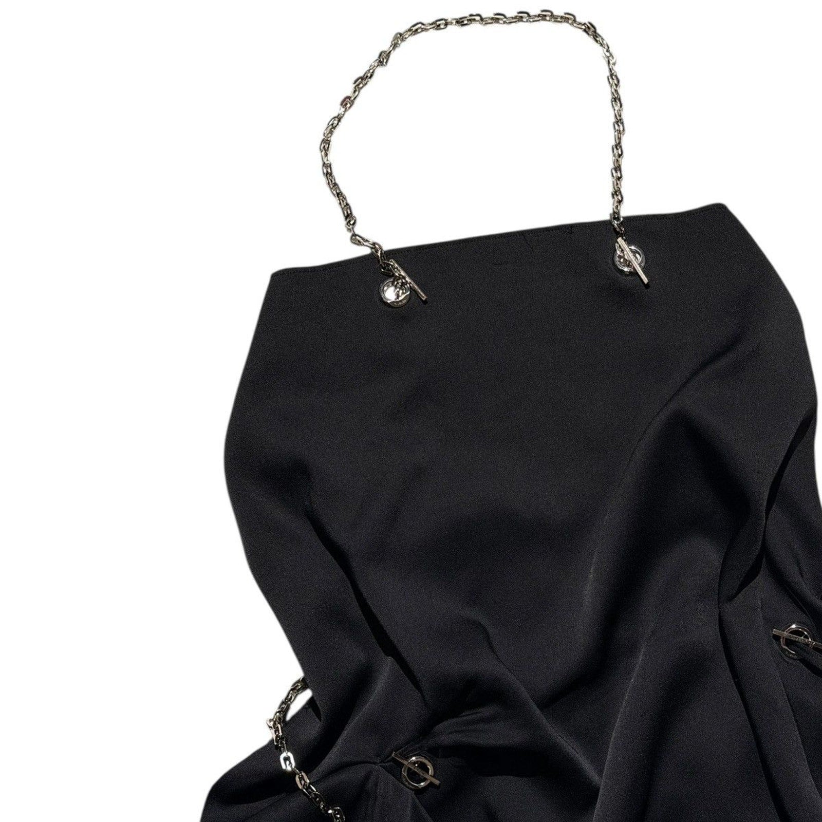 $2,590 asymmetric drape dress with G link chain