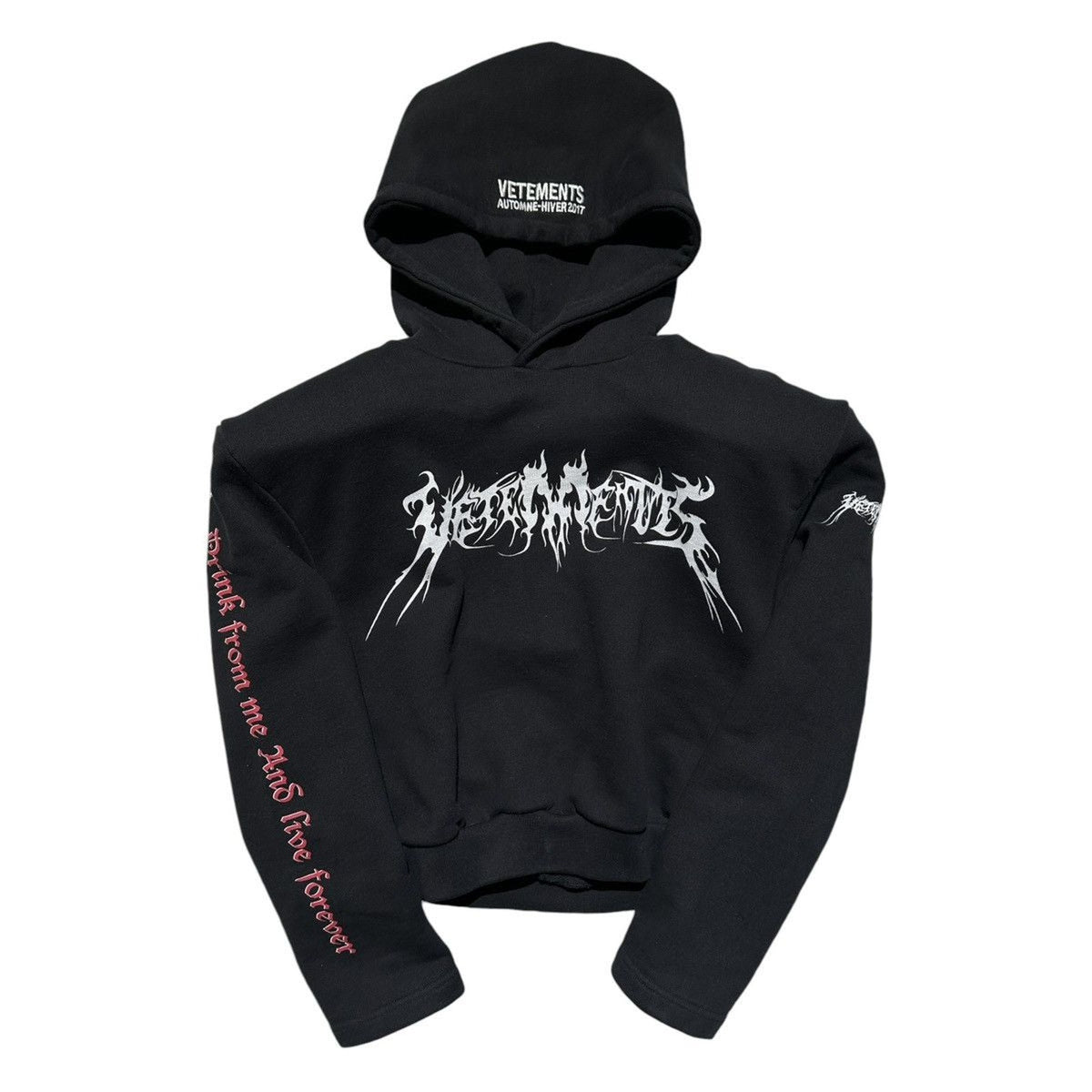 Total fucking darkness cropped shoulder pad hoodie