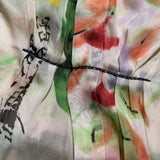 Silk floral cinch button down