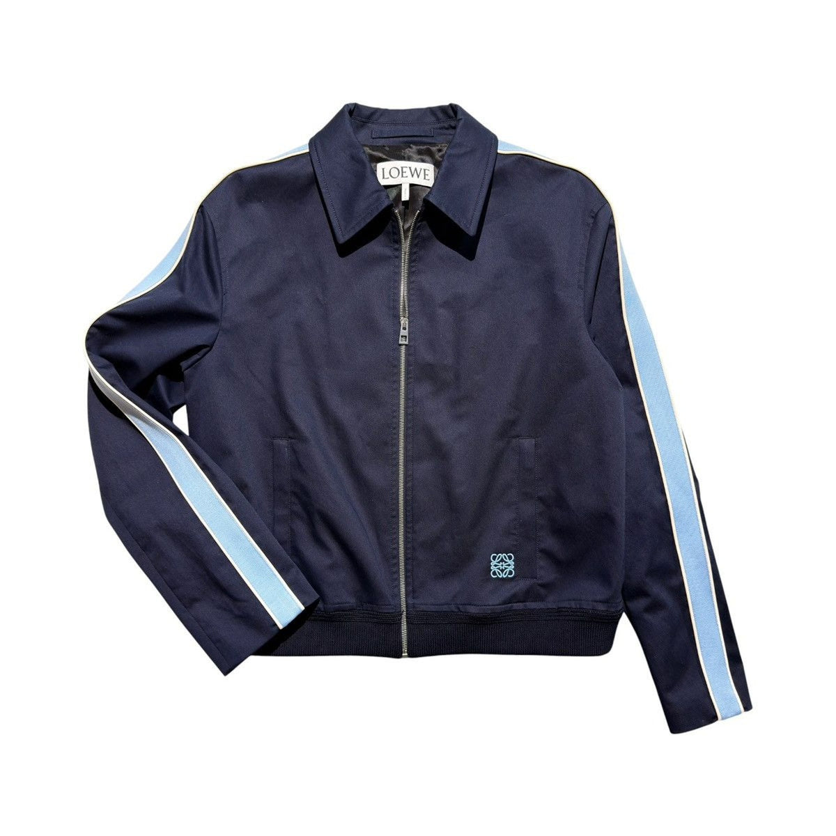 $2,350 Leather trimmed twill jacket