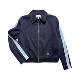$2,350 Leather trimmed twill jacket