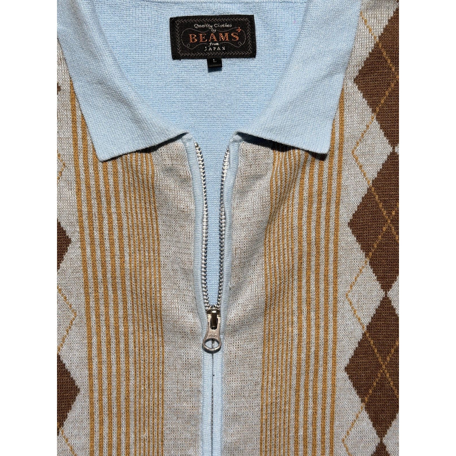 Zip front argyle polo