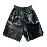 Lamb leather stretch waist shorts