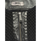 Sheer back woven leather sleeve jacket