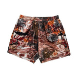 Hawaiian print silk shorts