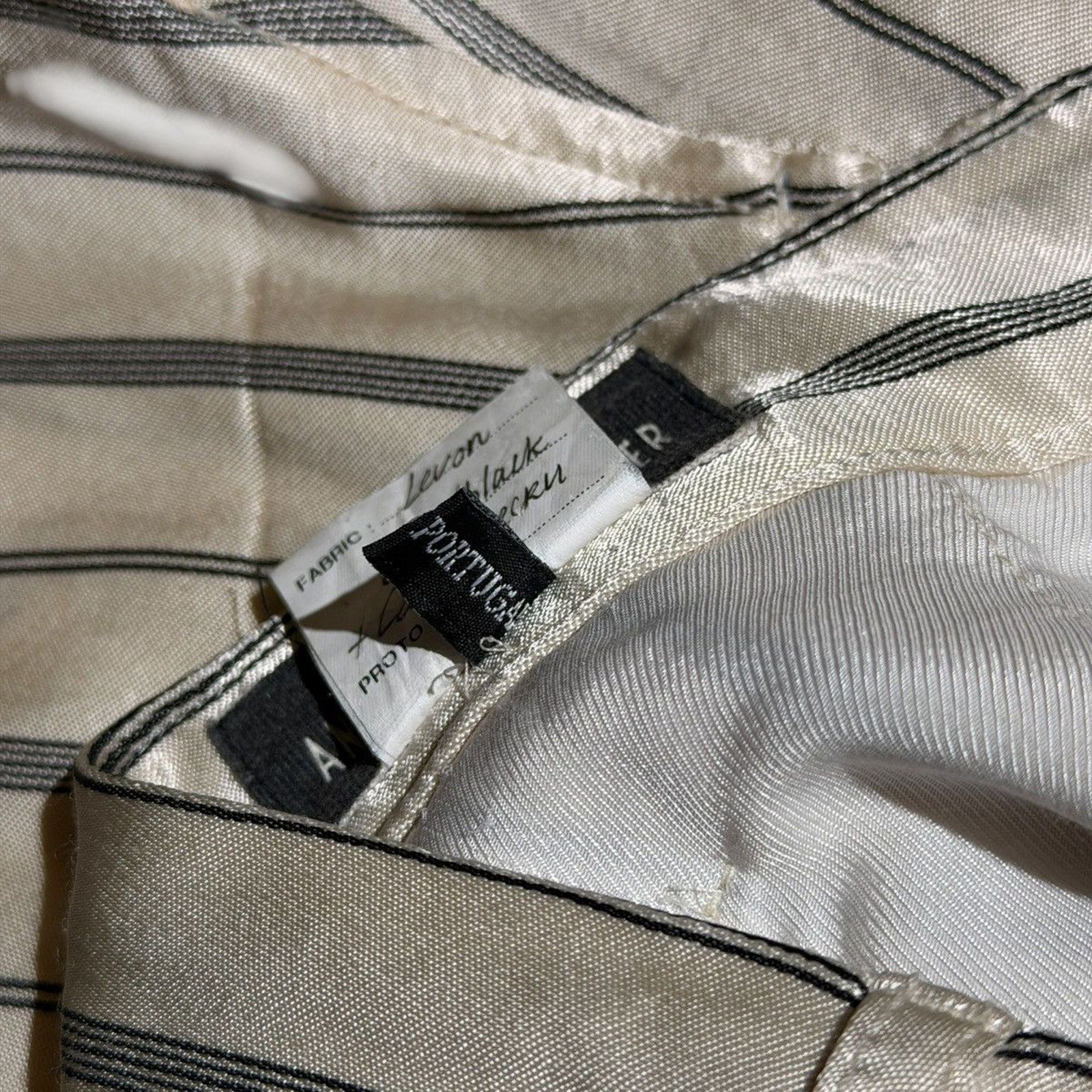 Striped silk/linen ecru trouser