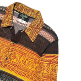 Tribal patchwork mesh button down