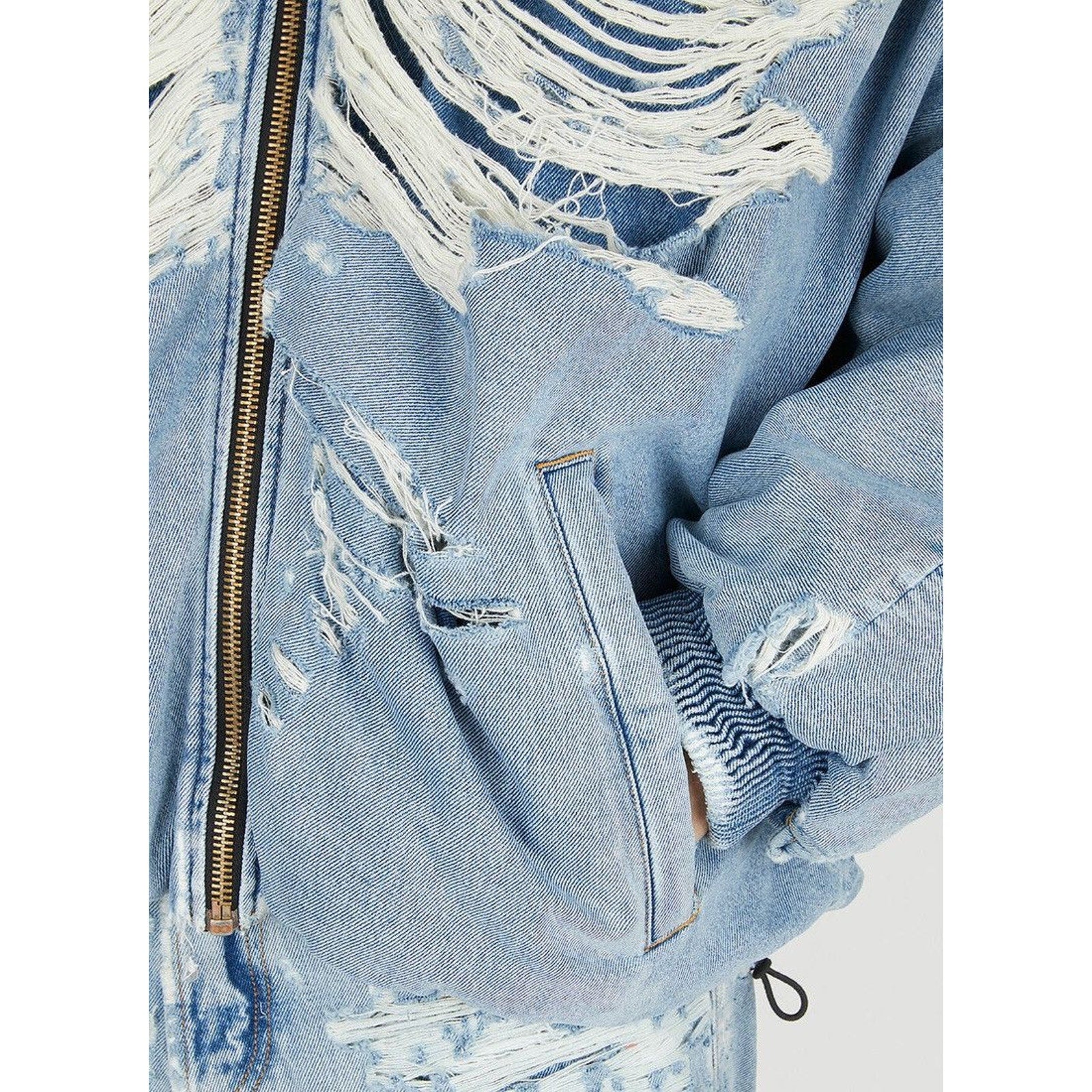 oversized shredded denim “Day-C bomber”