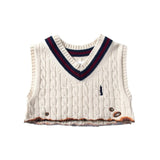 Burning embroidered cropped vest