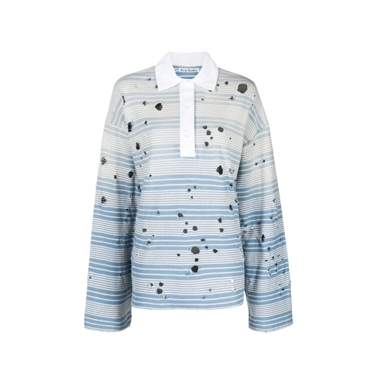 Distressed striped polo shirt