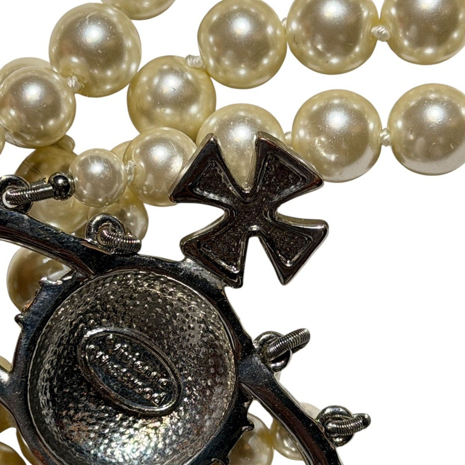 Triple pearl orb crystal necklace