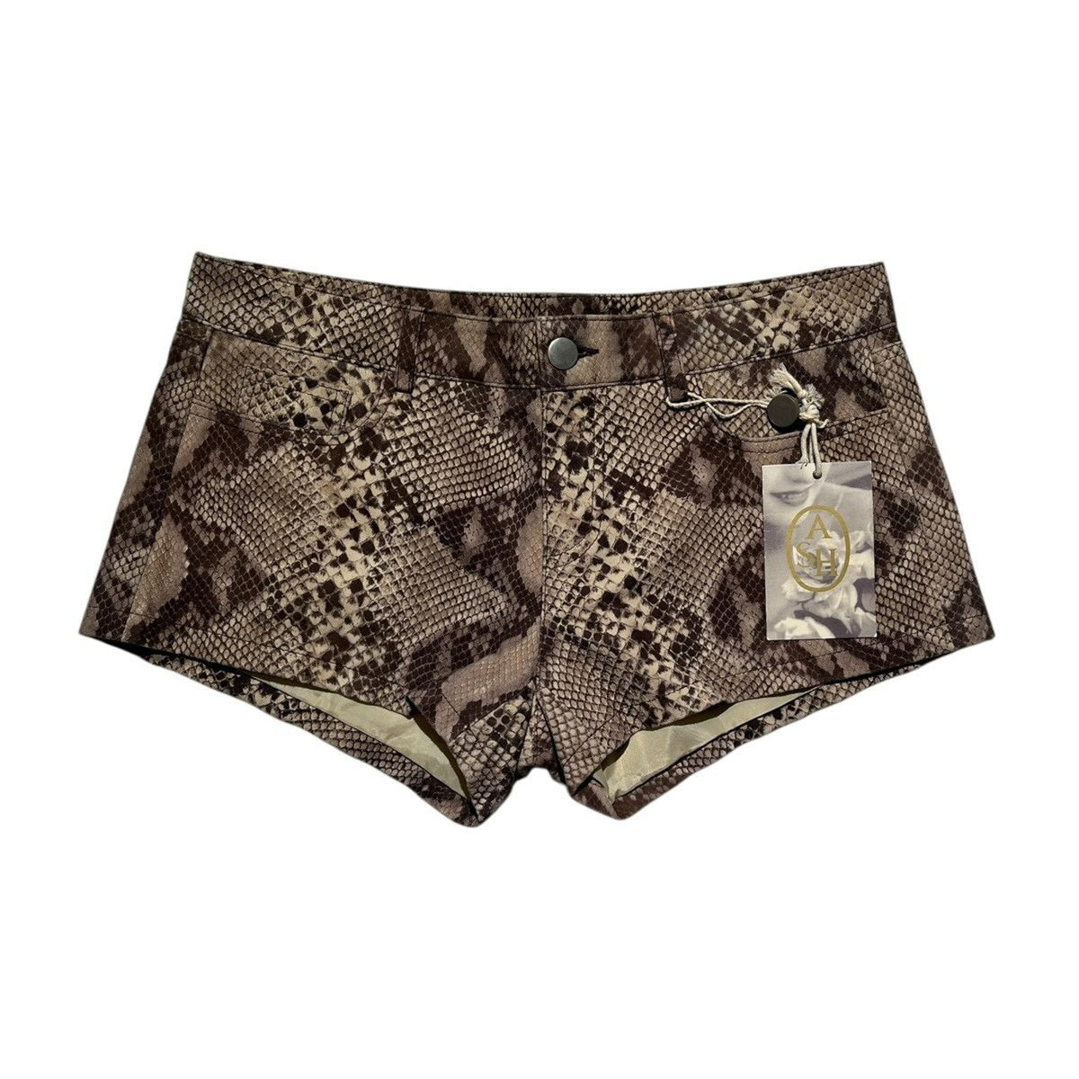 Leather snake print shorts