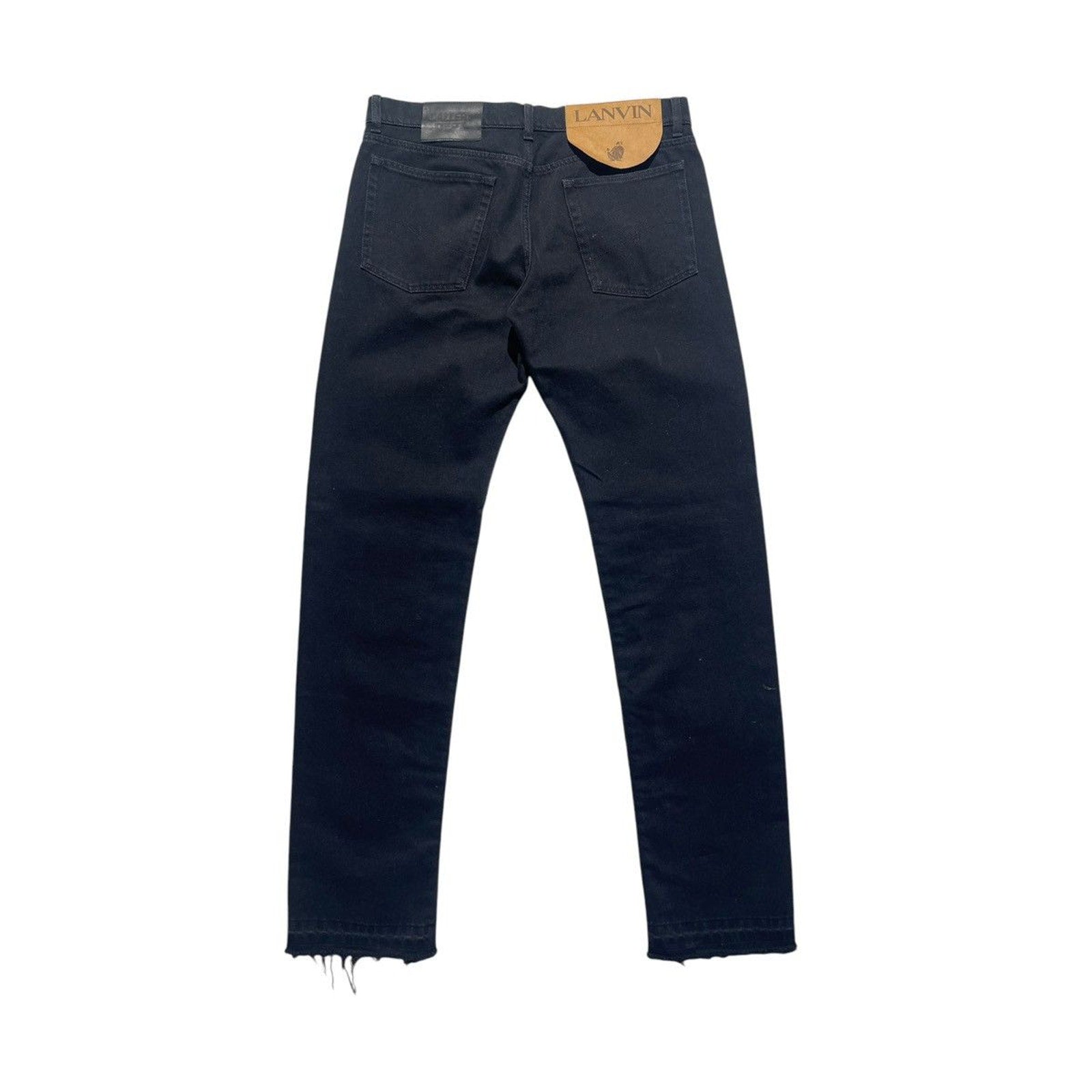 Leather paneled denim