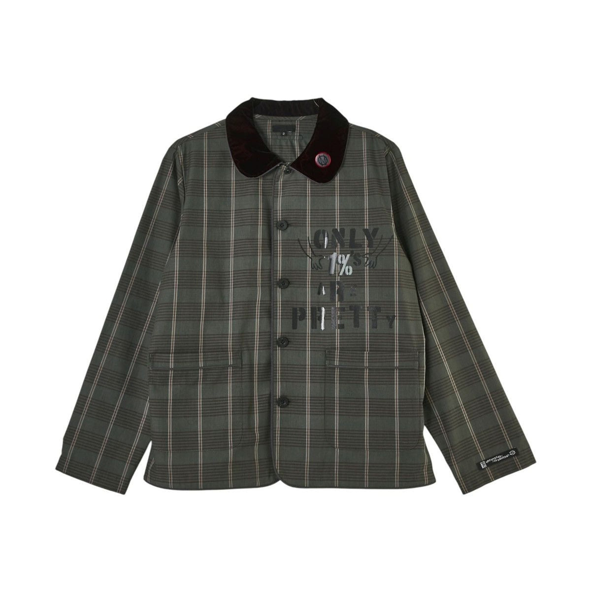 Velvet collar plaid 1% shirt