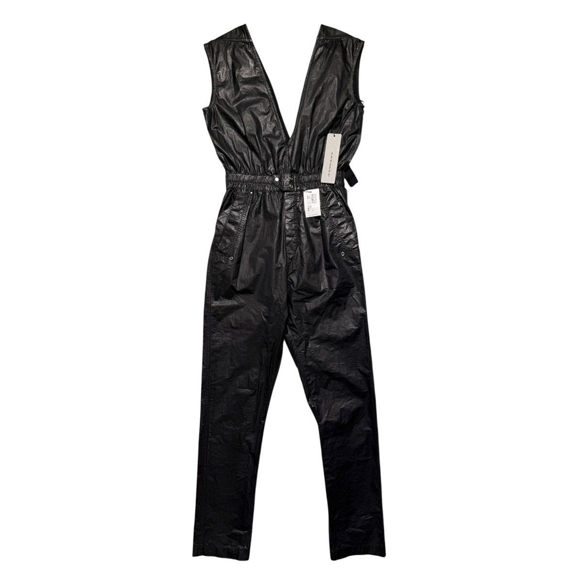 Waxed “body bag” jumpsuit