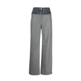 Hybrid paneled denim/wool trouser