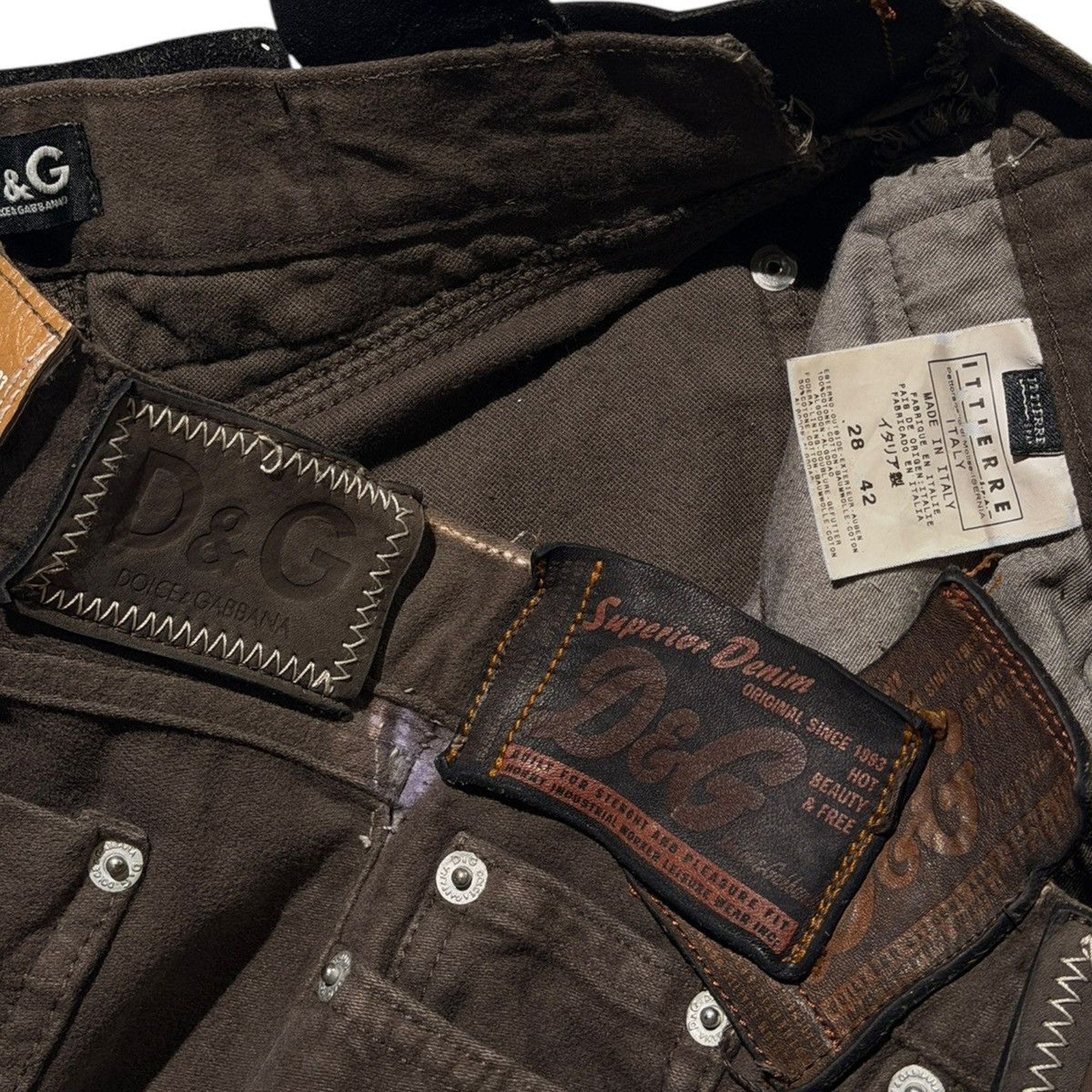 Archive leather tags jeans