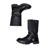 Quilted leather biker boots