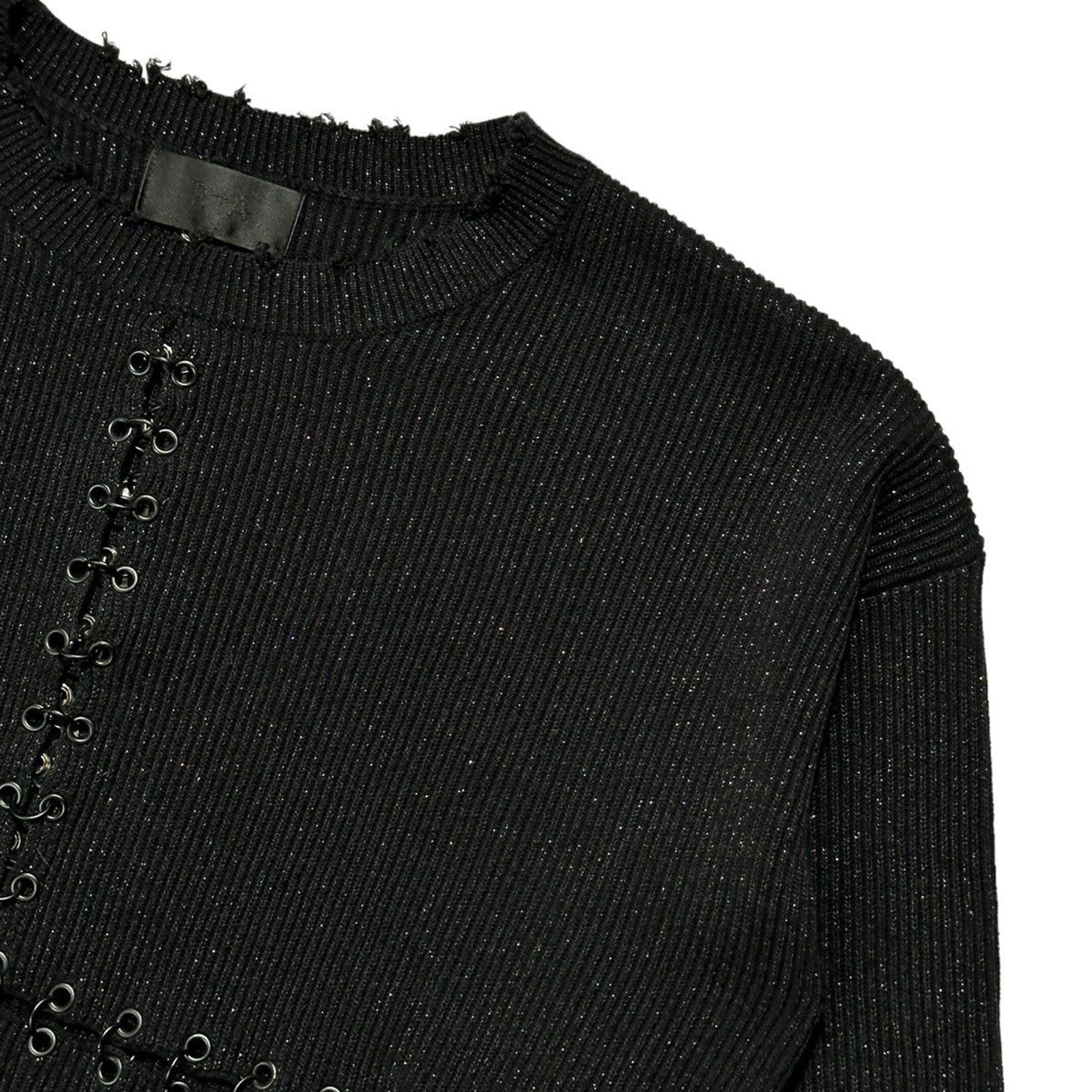 Pierced glitter ribbed sweater