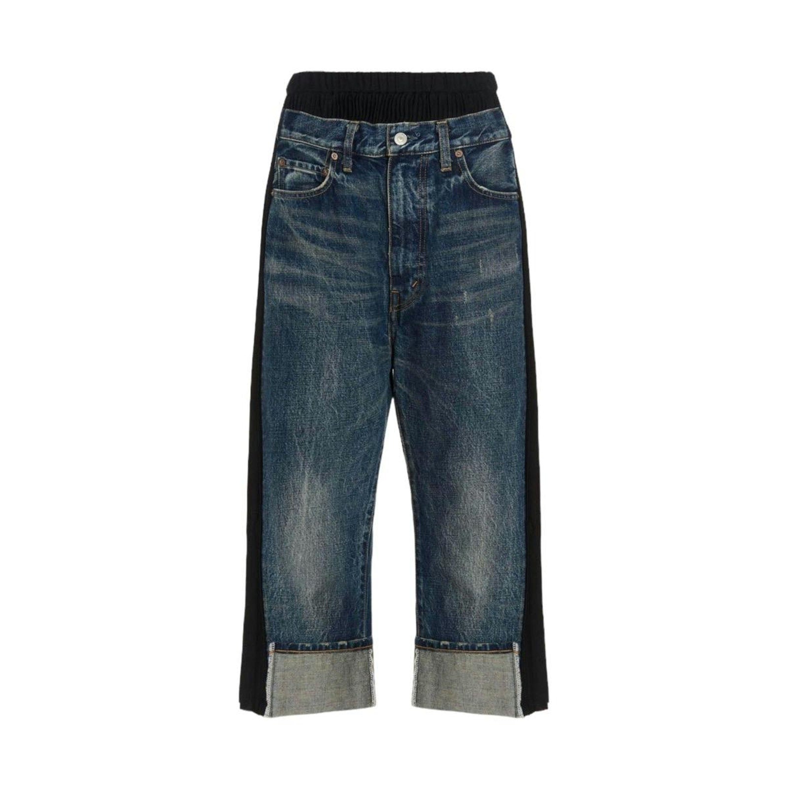 Pleated deconstructed adjustable Denim pants