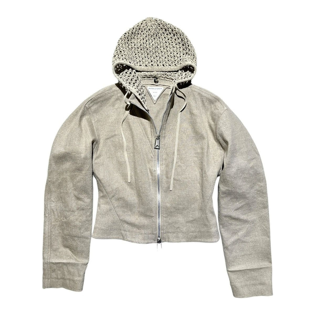 Mesh woven hooded linen jacket