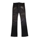 Crystal embellished waxed denim