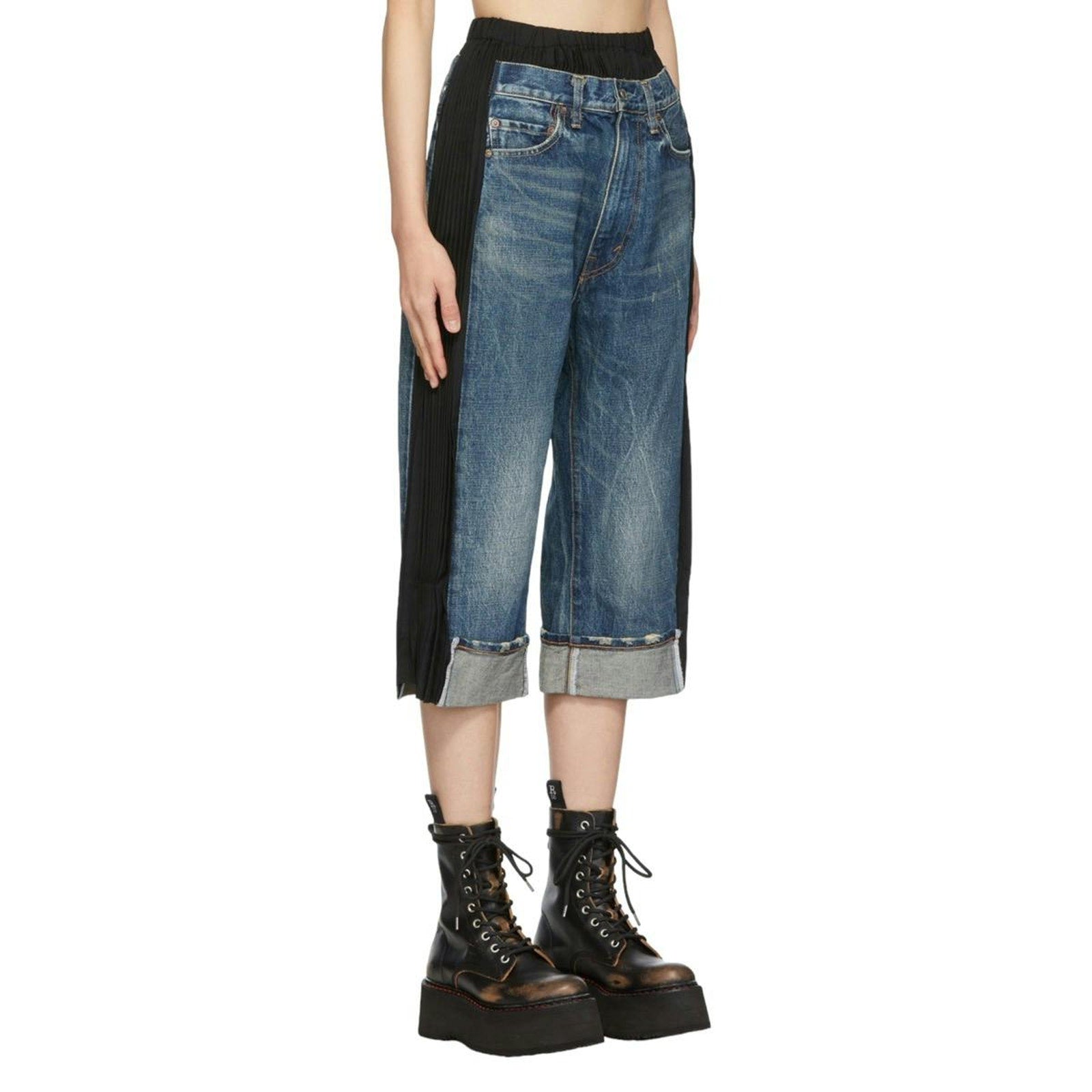 Pleated deconstructed adjustable Denim pants